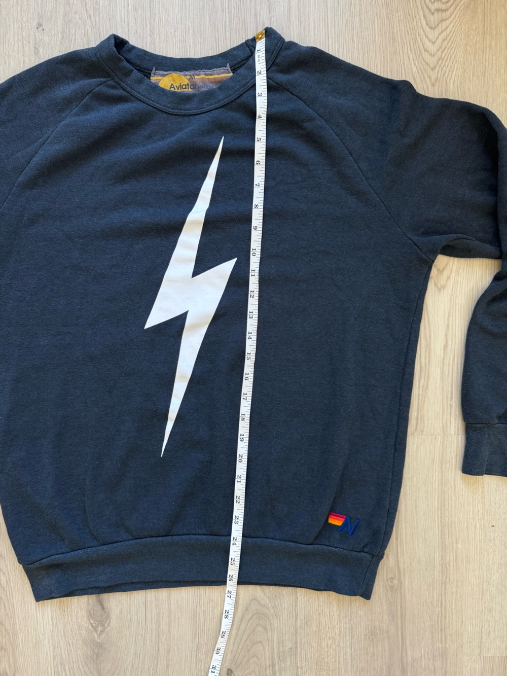 AVIATOR NATION Charcoal White Lightning Bolt Crewneck Sweatshirt Unisex M - Picture 9 of 10